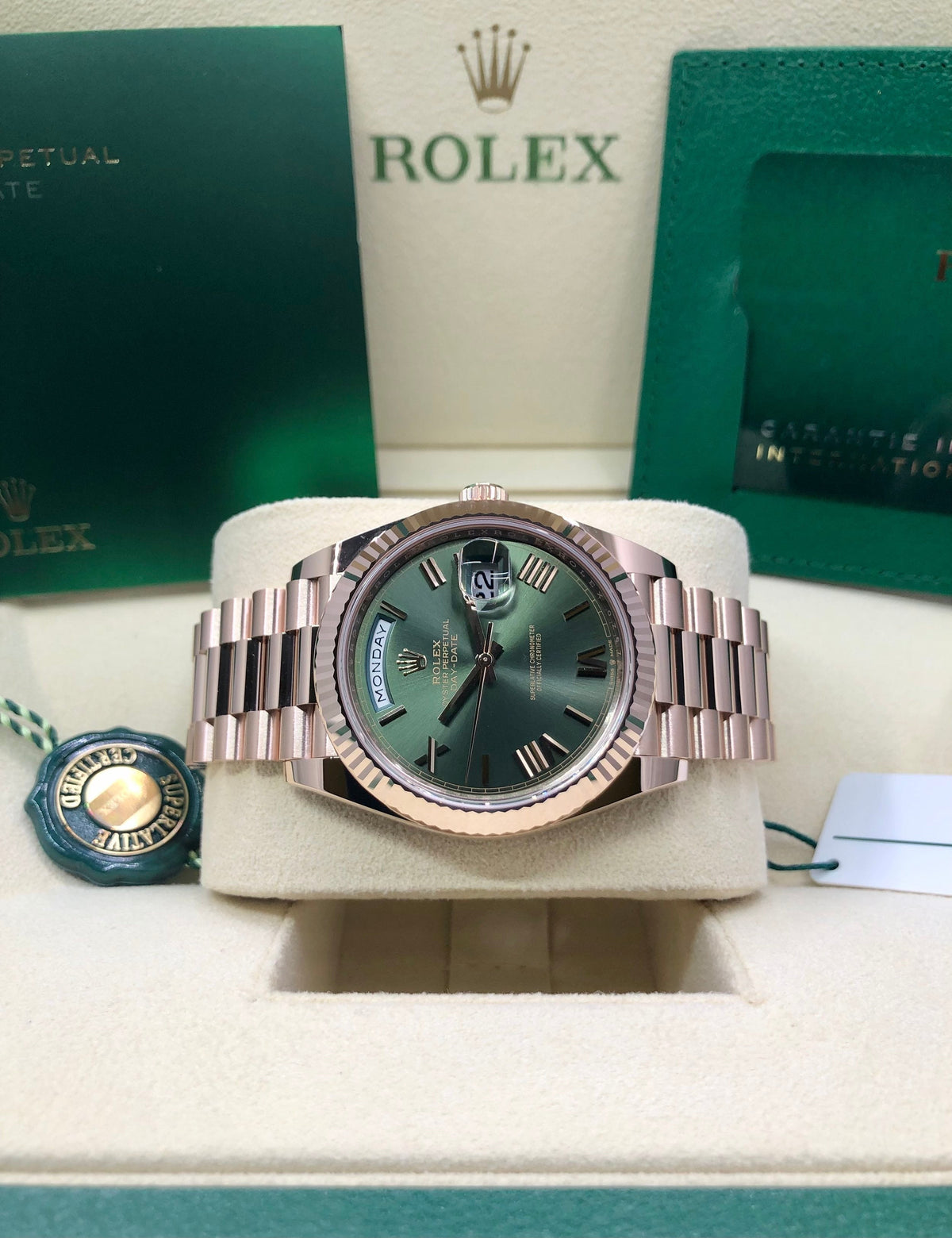 Rolex Day-Date 40 228235 Olive Dial Watch Rolex