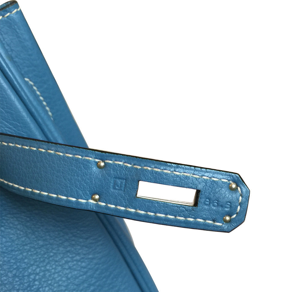 Hermès Blue Jean Birkin 35cm Bag PHW Crowned Bag