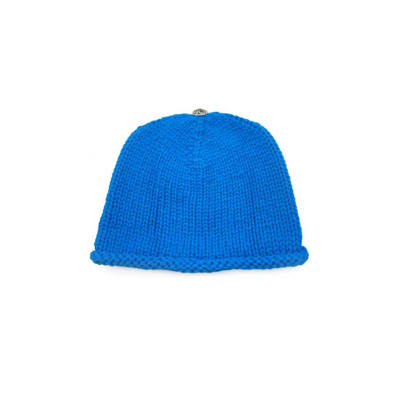 Chrome Hearts Cashmere Cross Leather Patch Beanie in Blue
