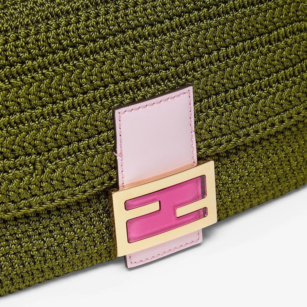BAGUETTE Green Cotton Crochet Bag Fendi