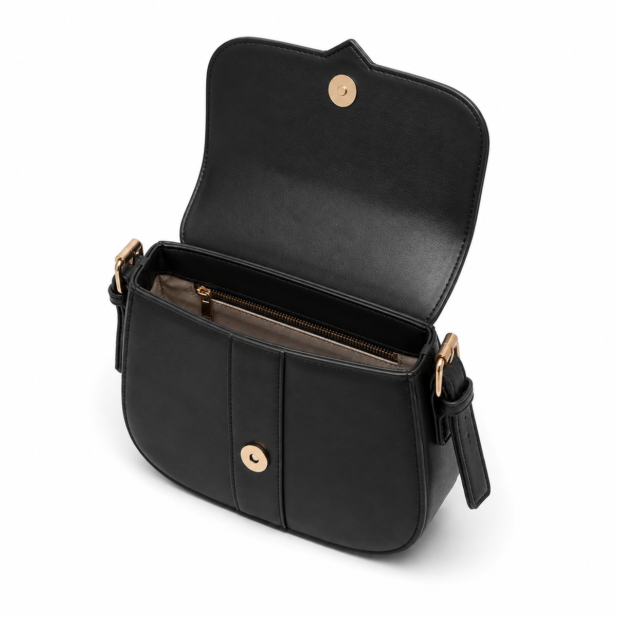 BagAg Woman Solid Vegan Leather Vintage Saddle Bag BagAg