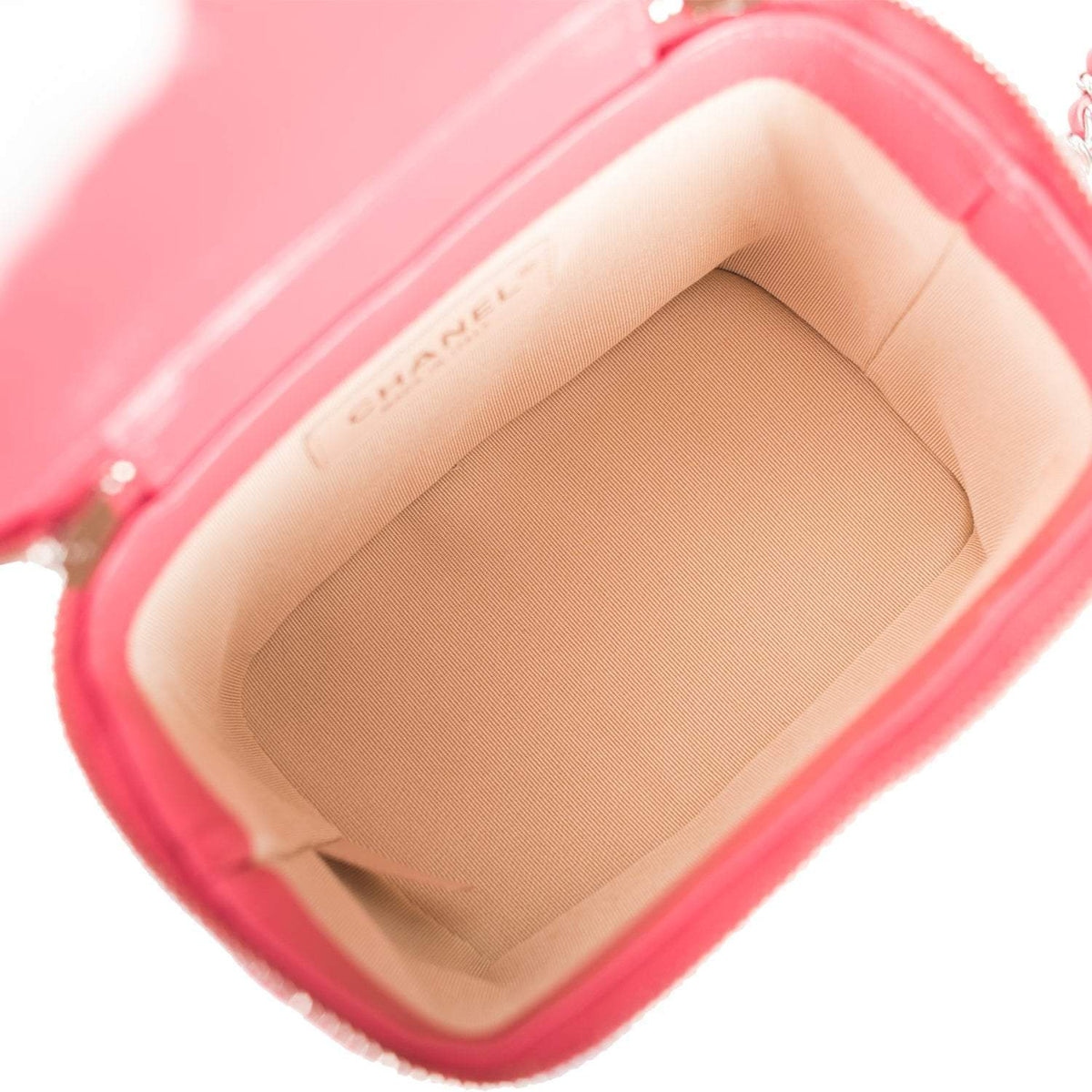 Chanel Pink Small Rattan Vanity Case Silver Hardware Chanel