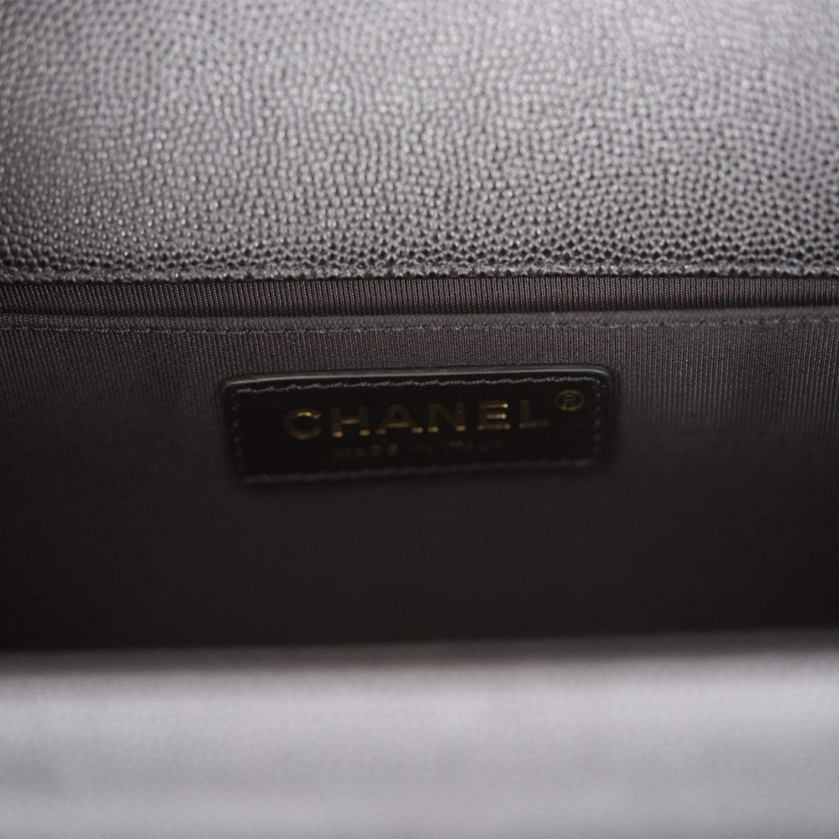 Chanel Black Quilted Caviar Medium Boy Bag Antique Gold Hardware Chanel