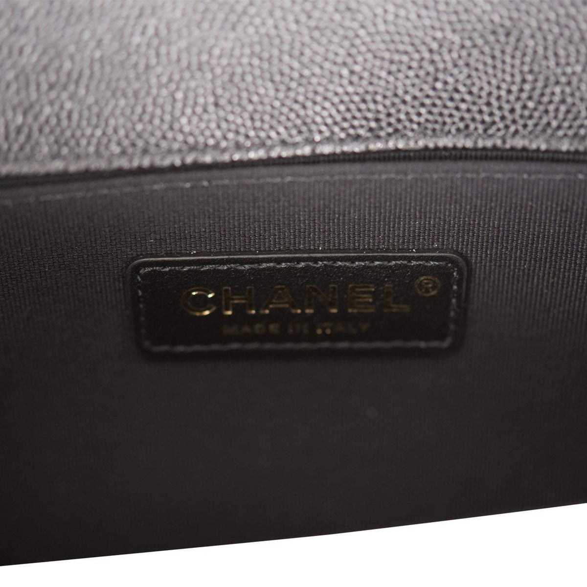 Chanel Medium Boy Bag Black Chevron Caviar Antique Gold Hardware Chanel