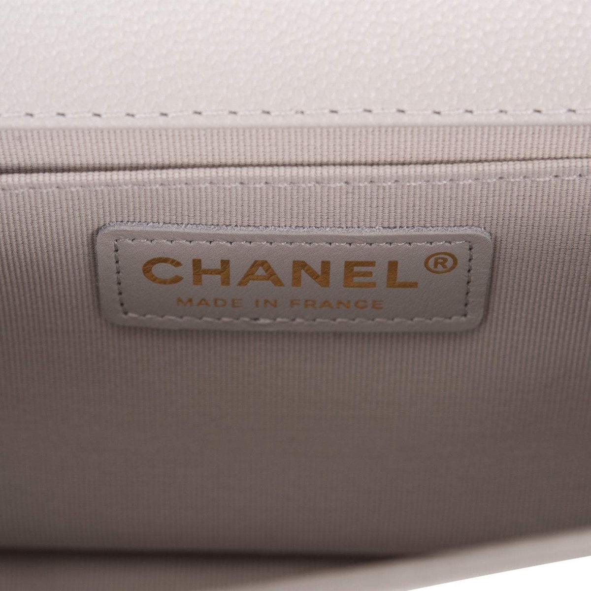 Chanel Medium Boy Bag Grey Quilted Caviar Light Gold Hardware Chanel