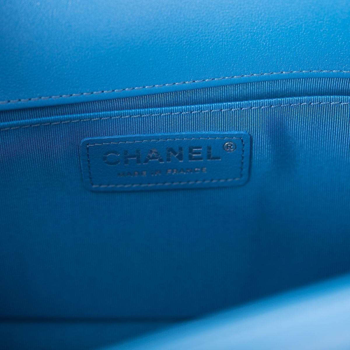 Chanel Medium Boy Bag Blue Calfskin Silver Hardware Chanel