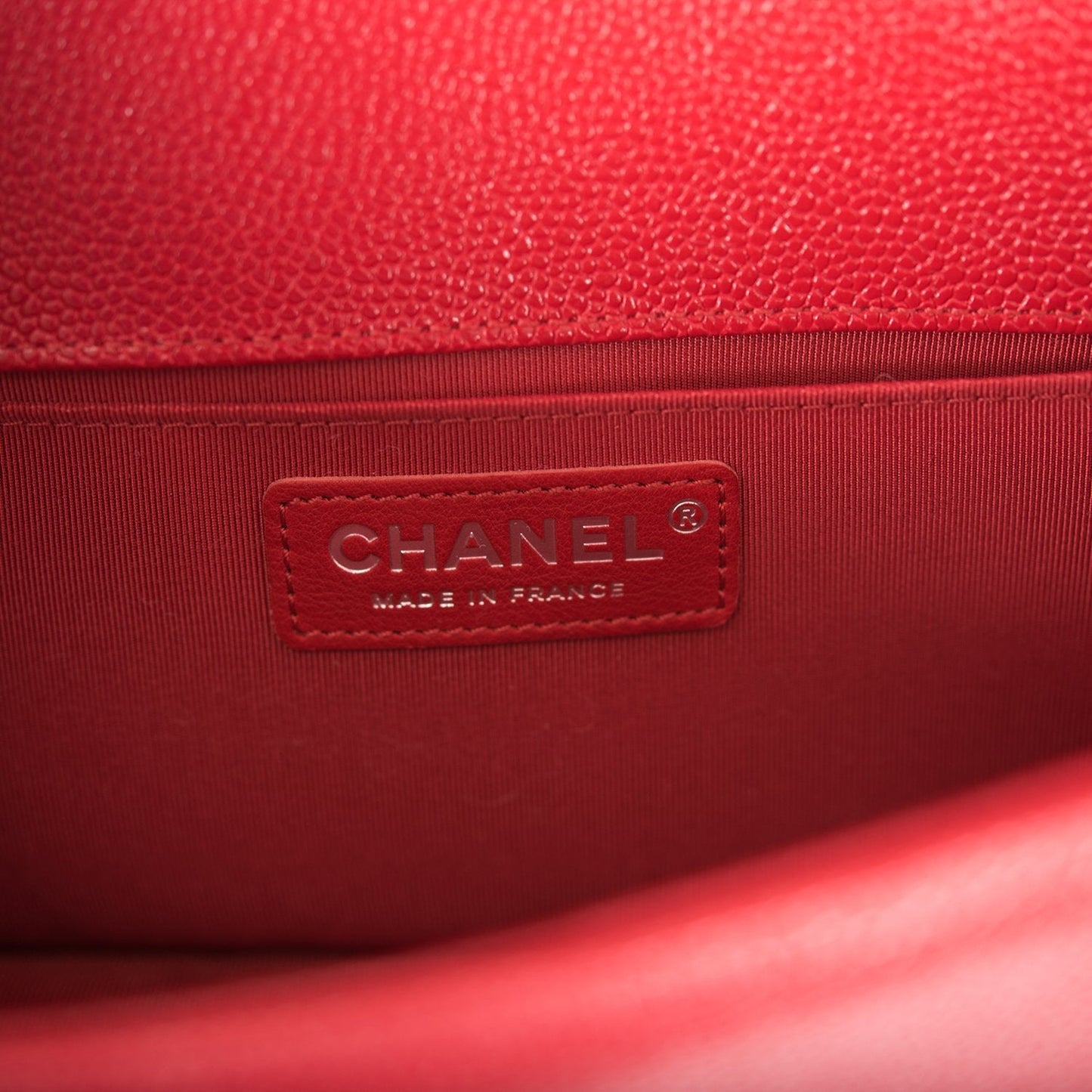 Chanel Red Chevron Caviar Medium Boy Bag Silver Hardware Chanel