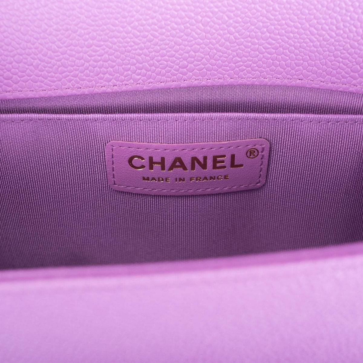 Chanel Purple Quilted Caviar Medium Boy Bag Light Gold Hardware Chanel