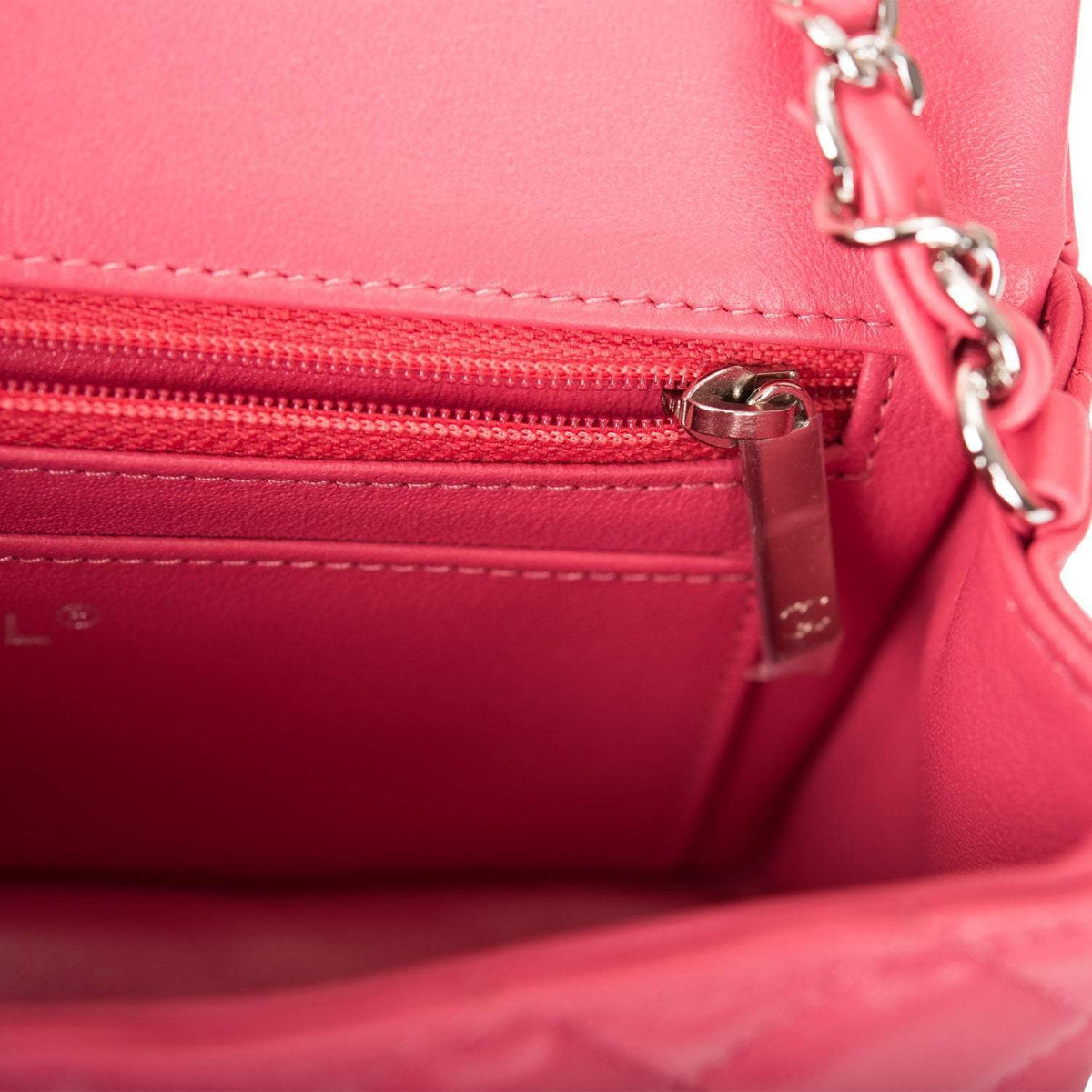 Chanel Pink Quilted Lambskin Rectangular Mini Classic Flap Bag Silver Hardware Chanel