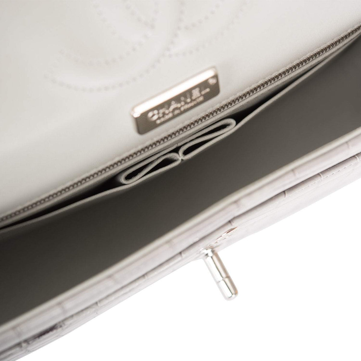 Chanel Ombre Grey Matte Alligator Medium Classic Double Flap Bag Silver Hardware Chanel