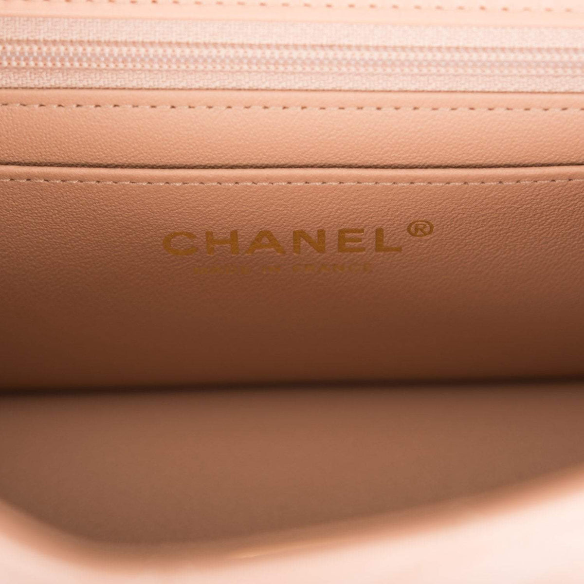 Chanel Mini Rectangular Flap with Top Handle Beige Lambskin Antique Gold Hardware Chanel
