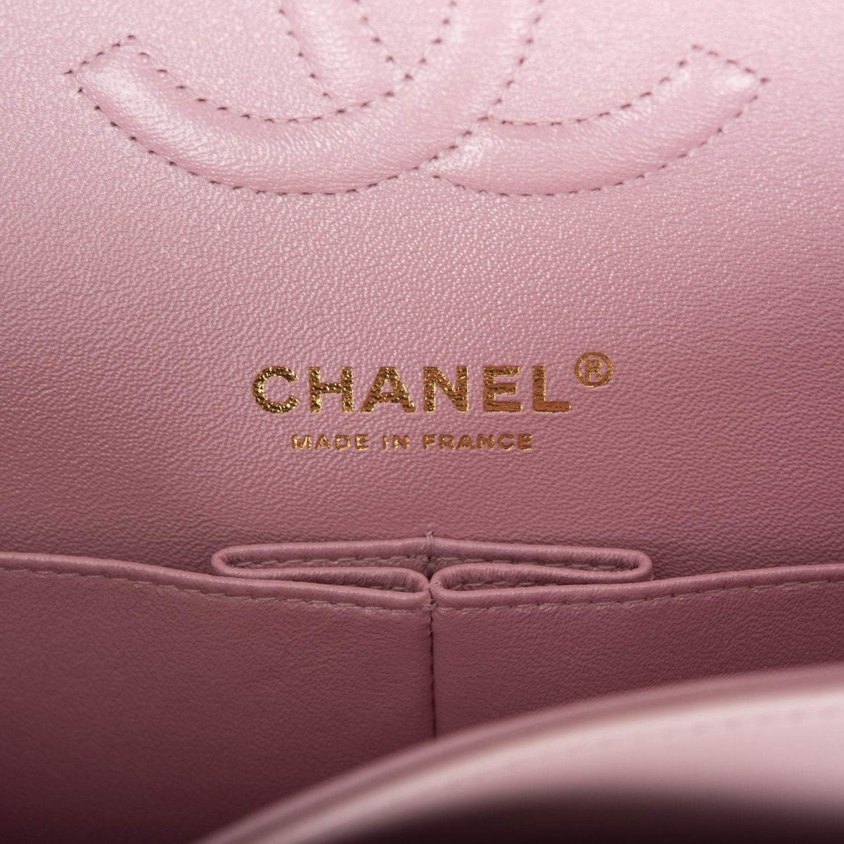 Chanel Metallic Pink Quilted Calfskin Medium Classic Double Flap Bag Light Gold Hardware Chanel