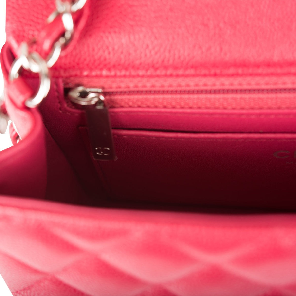 Chanel Mini Rectangular Flap Bag Red Caviar Silver Hardware Chanel