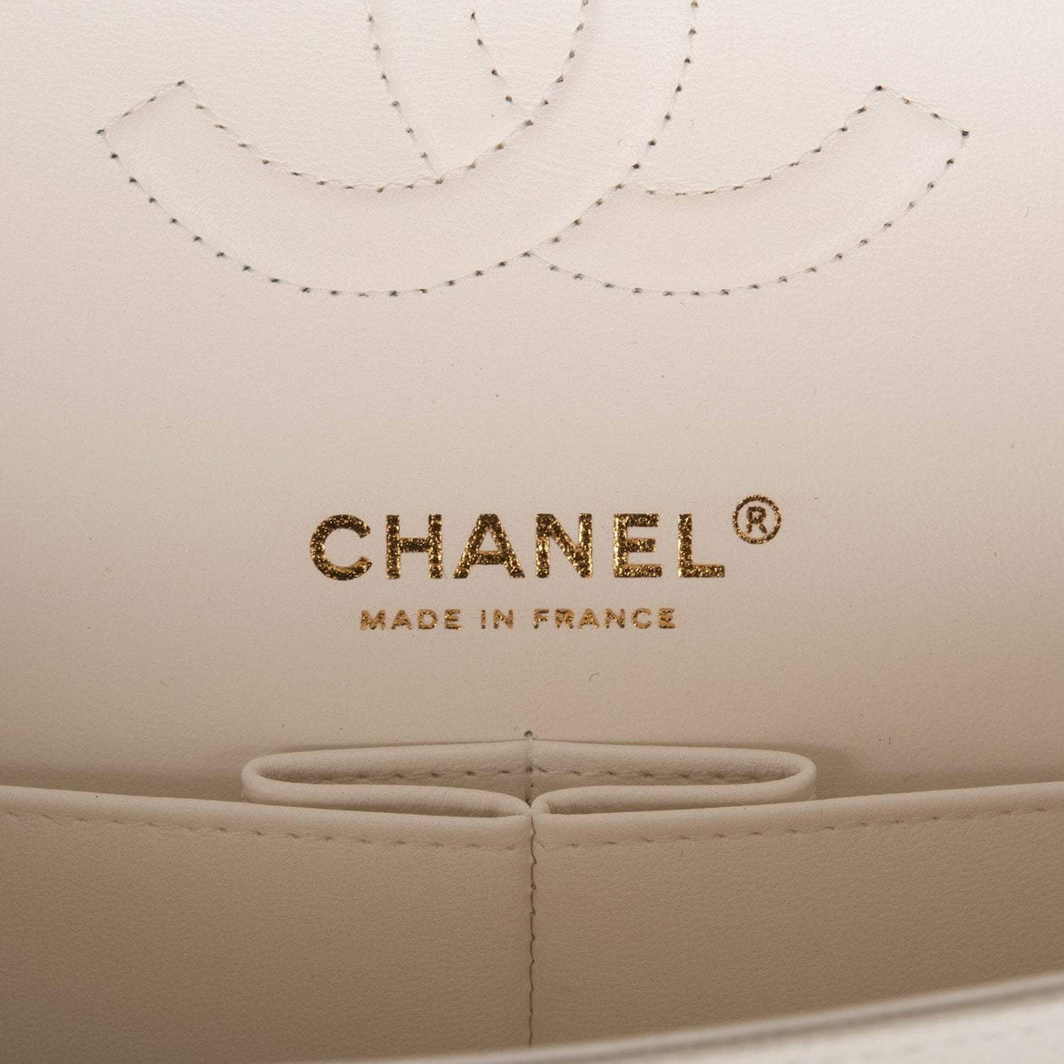 Chanel White Quilted Caviar Medium Classic Double Flap Bag Light Gold Hardware Chanel