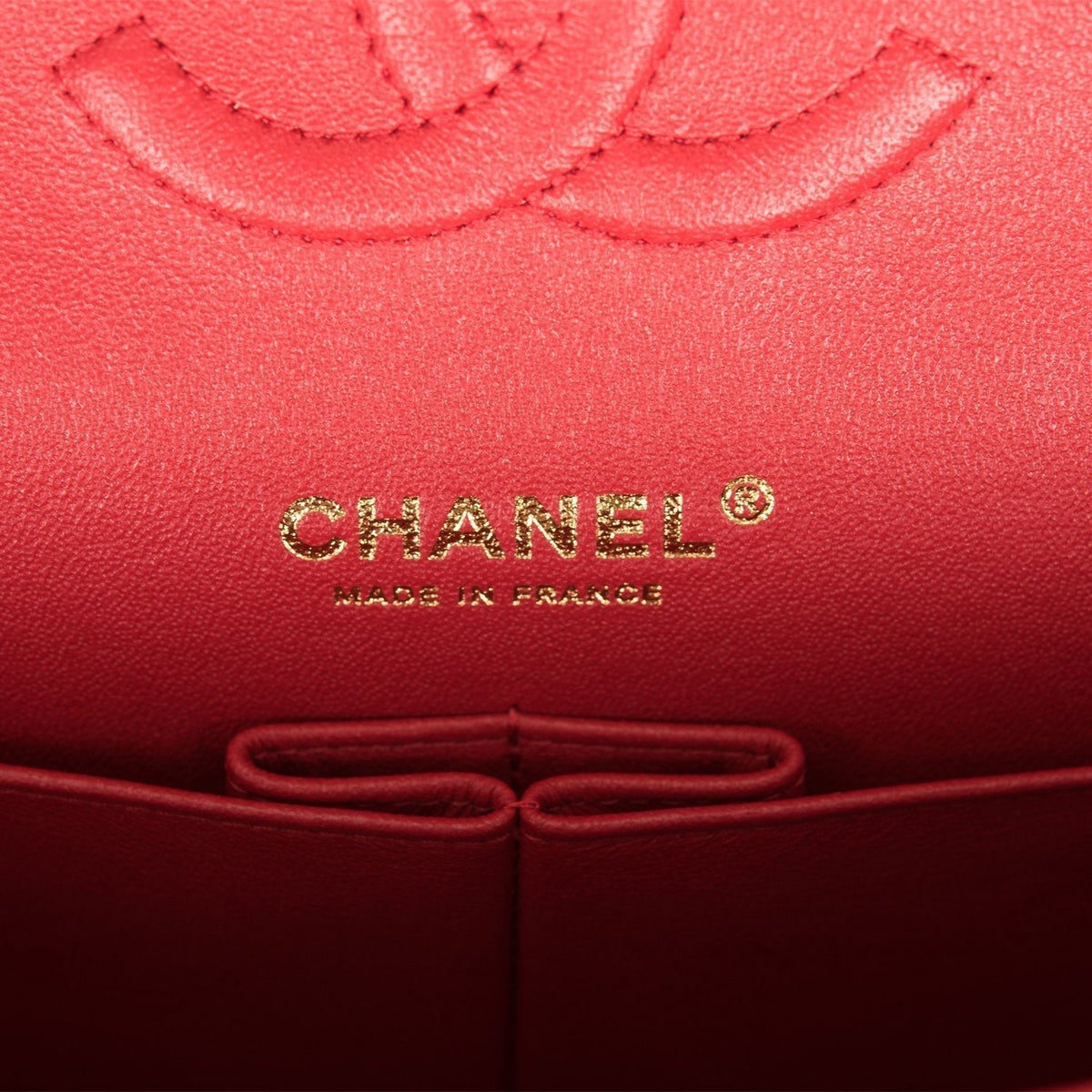 Chanel Medium Classic Double Flap Bag Red Lambskin Light Gold Hardware Chanel