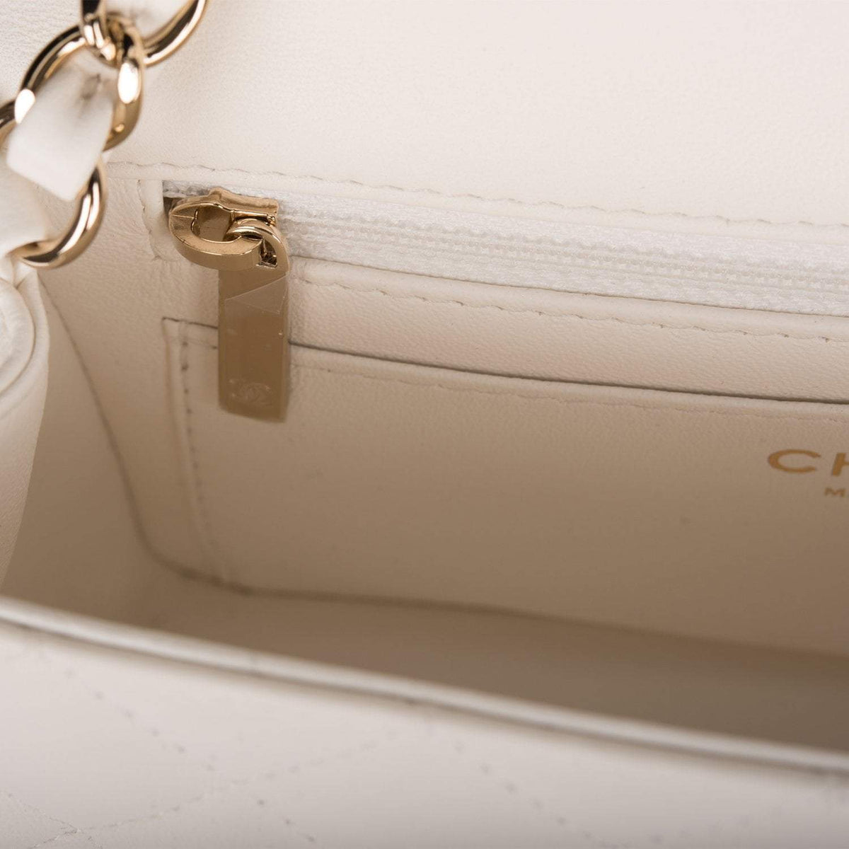 Chanel White Quilted Lambskin Rectangular Mini Classic Flap Bag Light Gold Hardware Chanel