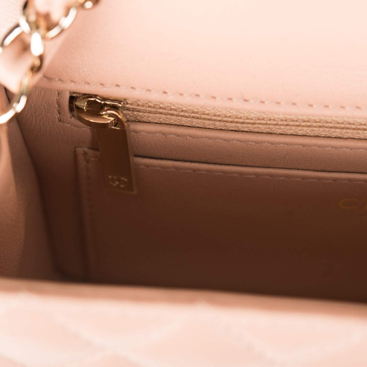 Chanel Beige Quilted Lambskin Rectangular Mini Classic Flap Bag Light Gold Hardware Chanel