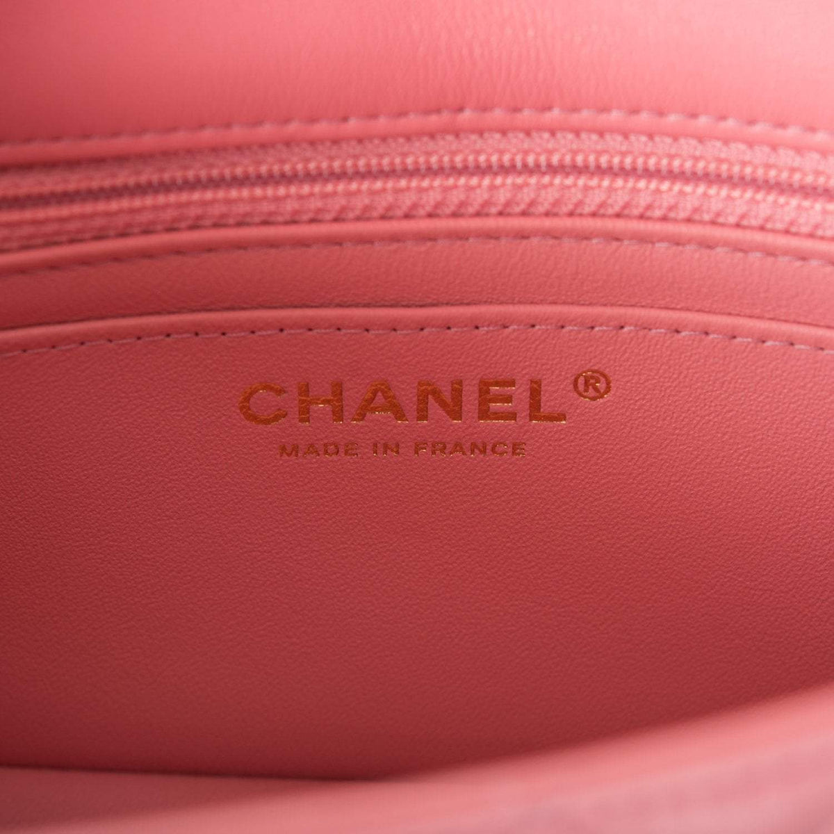 Chanel Pink Quilted Lambskin Rectangular Mini Classic Flap Bag Antique Gold Hardware Chanel