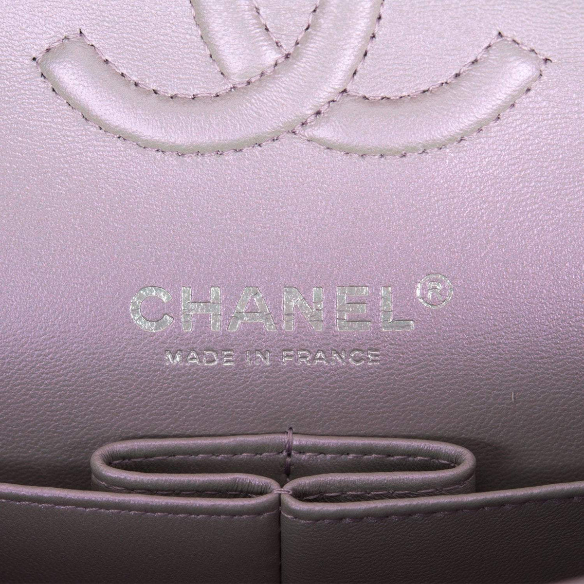 Chanel Small Classic Double Flap Bag Silver Iridescent Lambskin Silver Hardware Chanel