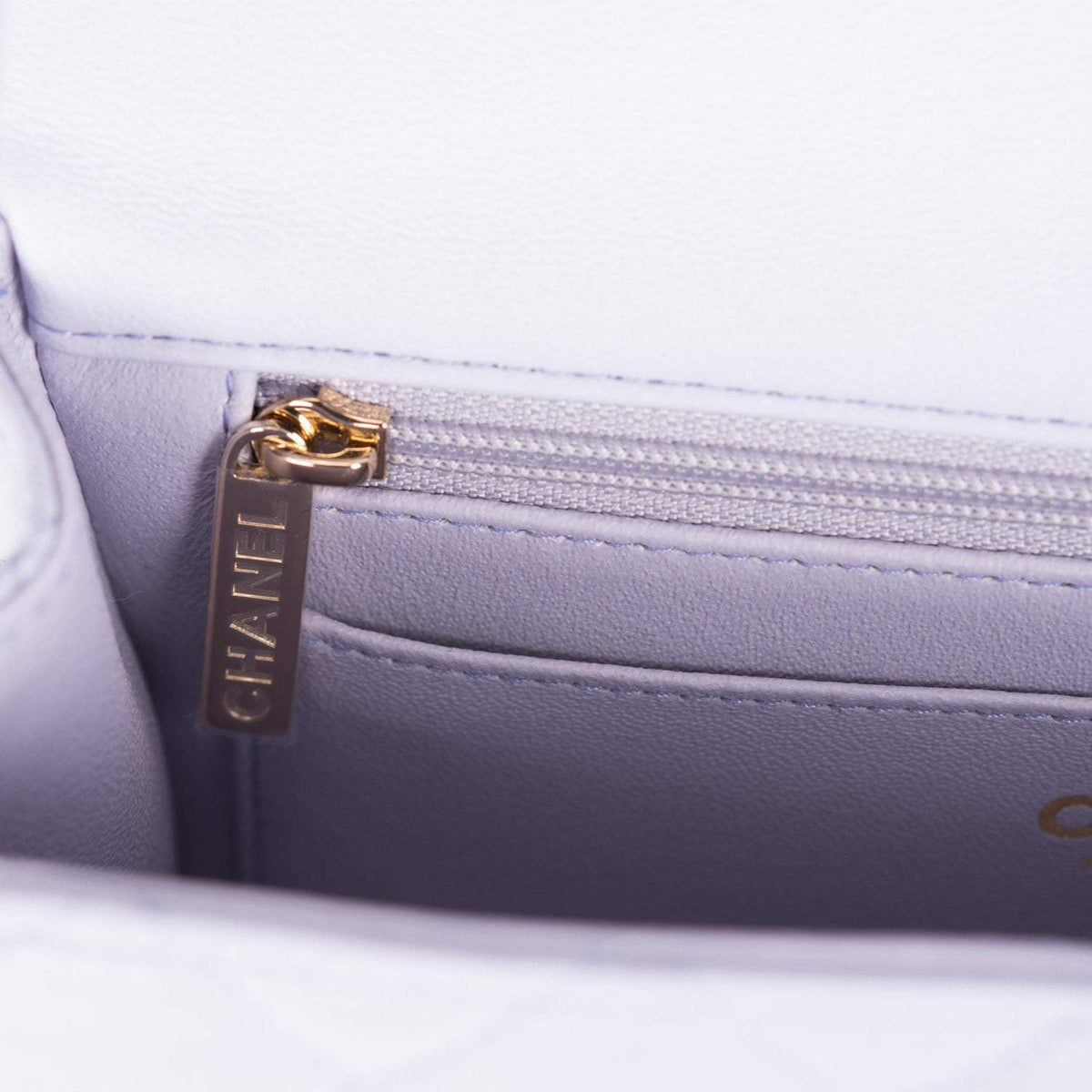 Chanel Rectangular Mini Flap Bag with Top Handle Lavender Quilted Lambskin Light Gold Hardware Chanel