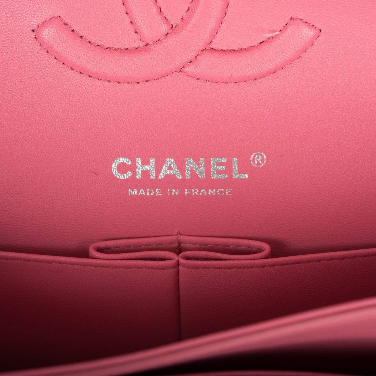 Chanel Medium Classic Double Flap Bag Rose Quilted Lambskin Silver Hardware Chanel