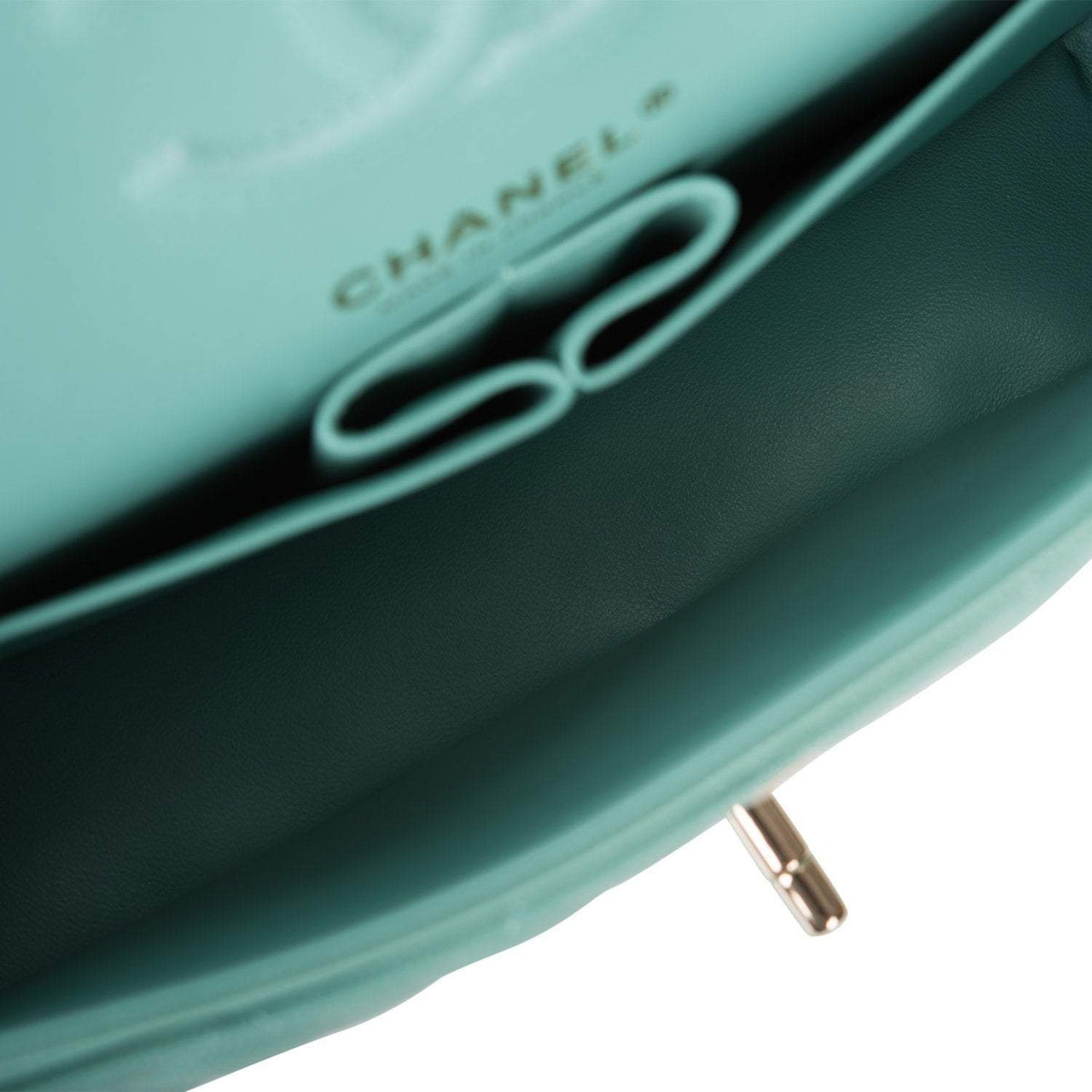 Chanel Light Green Quilted Caviar Small Classic Double Flap Bag Light Gold Hardware Chanel