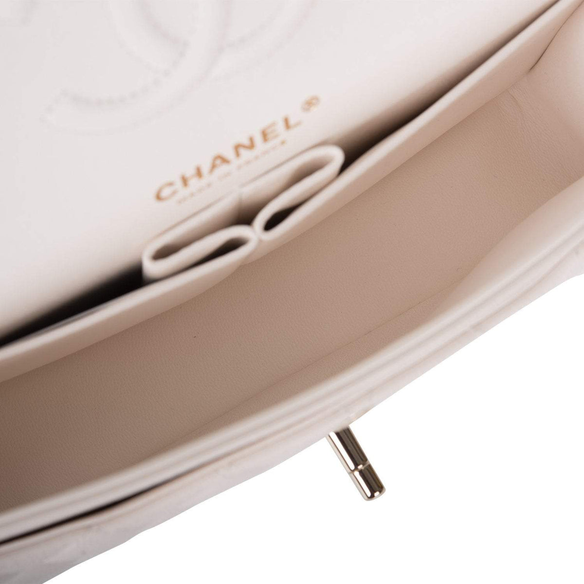 Chanel White Quilted Caviar Small Classic Double Flap Bag Light Gold Hardware Chanel