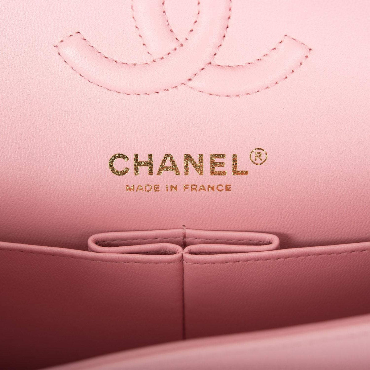 Chanel Pink Chevron Caviar Small Classic Double Flap Bag Light Gold Hardware Chanel