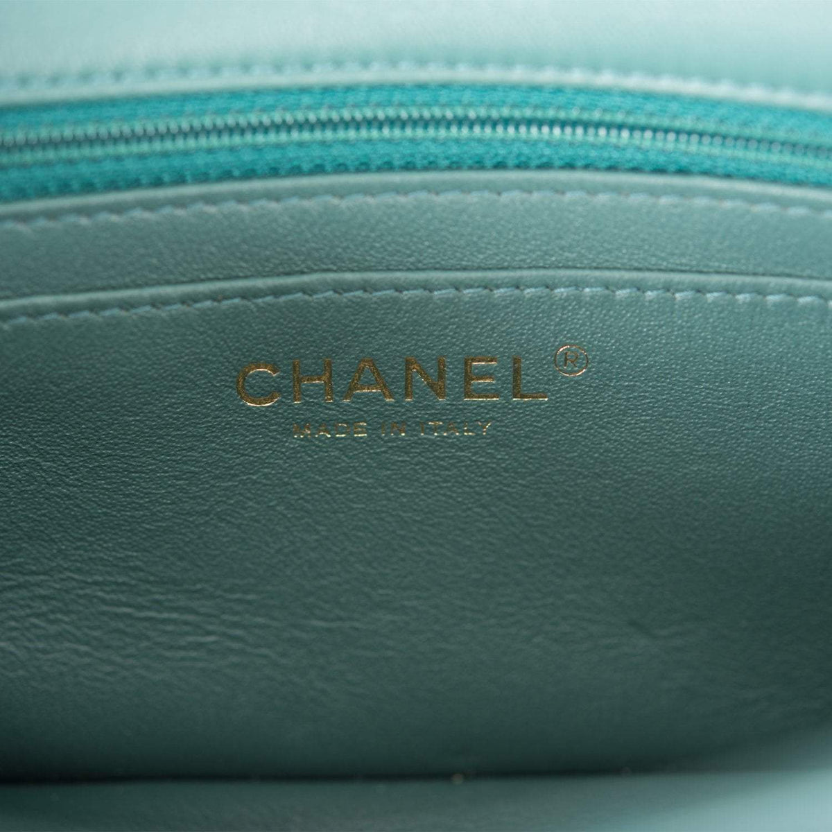 Chanel Mini Rectangular Flap Bag Green Lambskin Light Gold Hardware Chanel