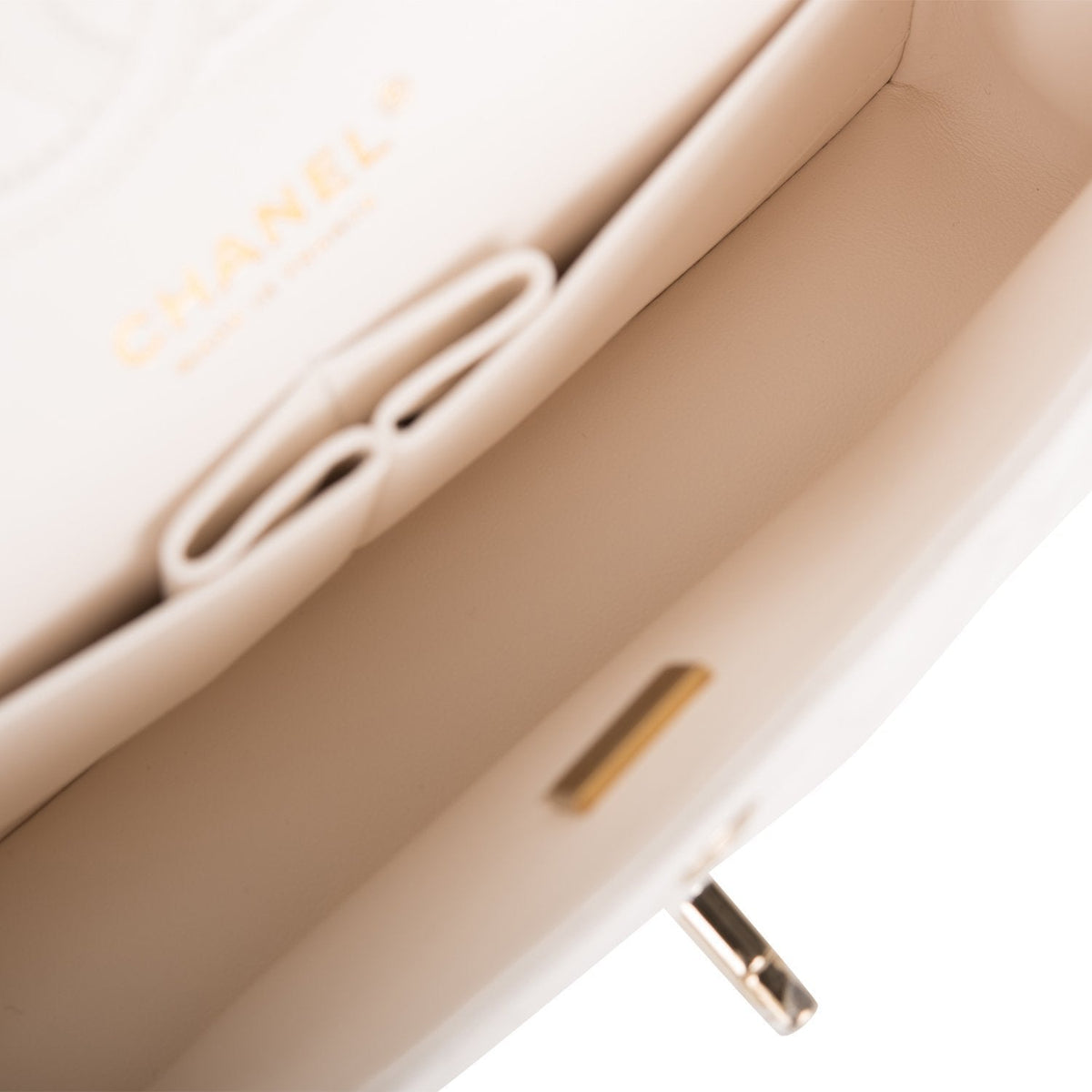 Chanel Small Classic Double Flap White Caviar Light Gold Hardware Chanel