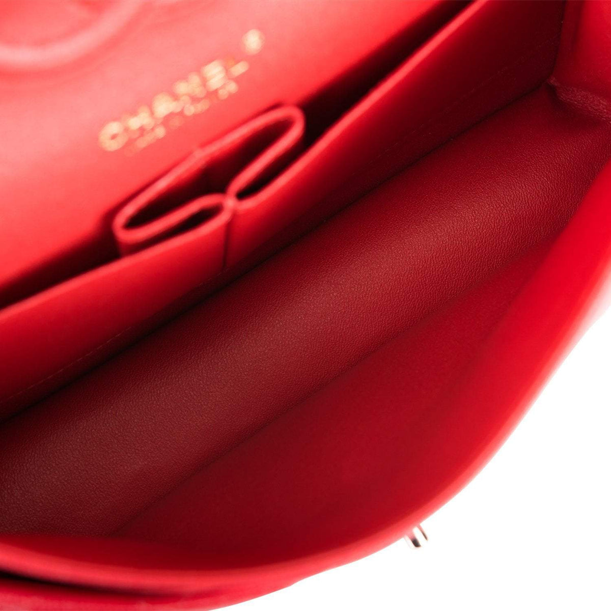 Chanel Red Quilted Caviar Medium Classic Double Flap Bag Chanel