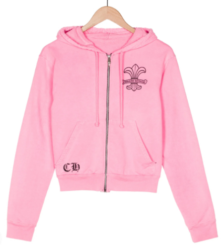 Chrome Hearts Zip Up Hoodie in Pink