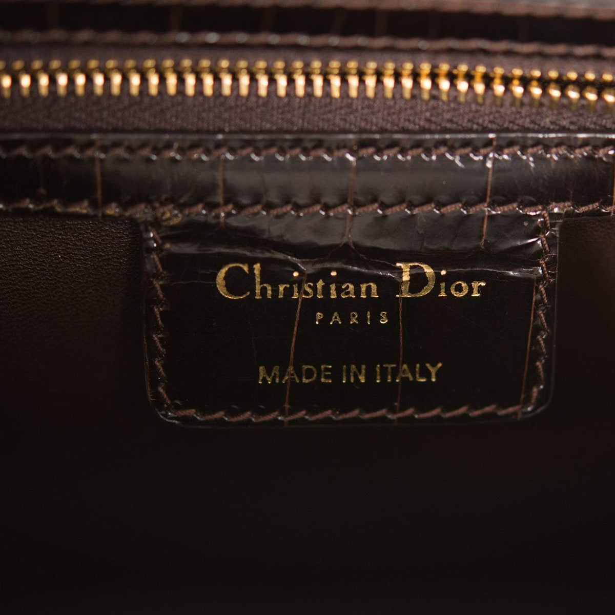 Christian Dior Dark Brown Large Lady Dior Alligator Tote Gold Hardware Dior