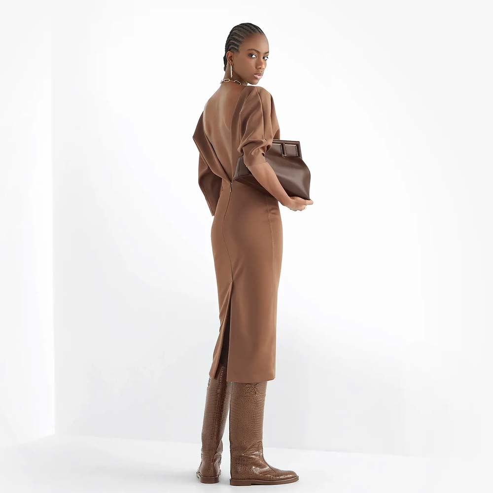 FENDI FIRST MEDIUM Dark Brown Leather Bag Fendi