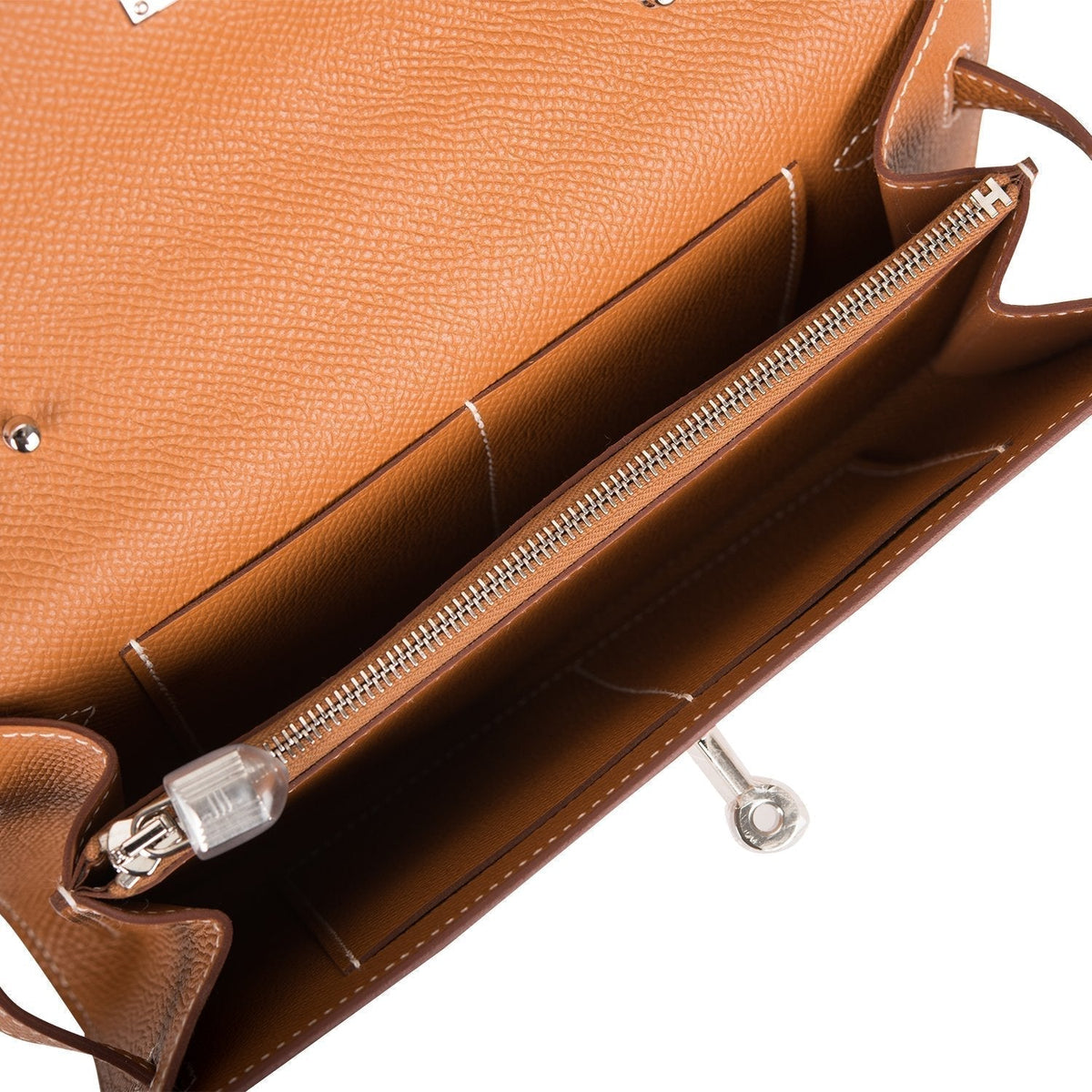 Hermes Gold Epsom Kelly Wallet To Go Palladium Hardware BagAg