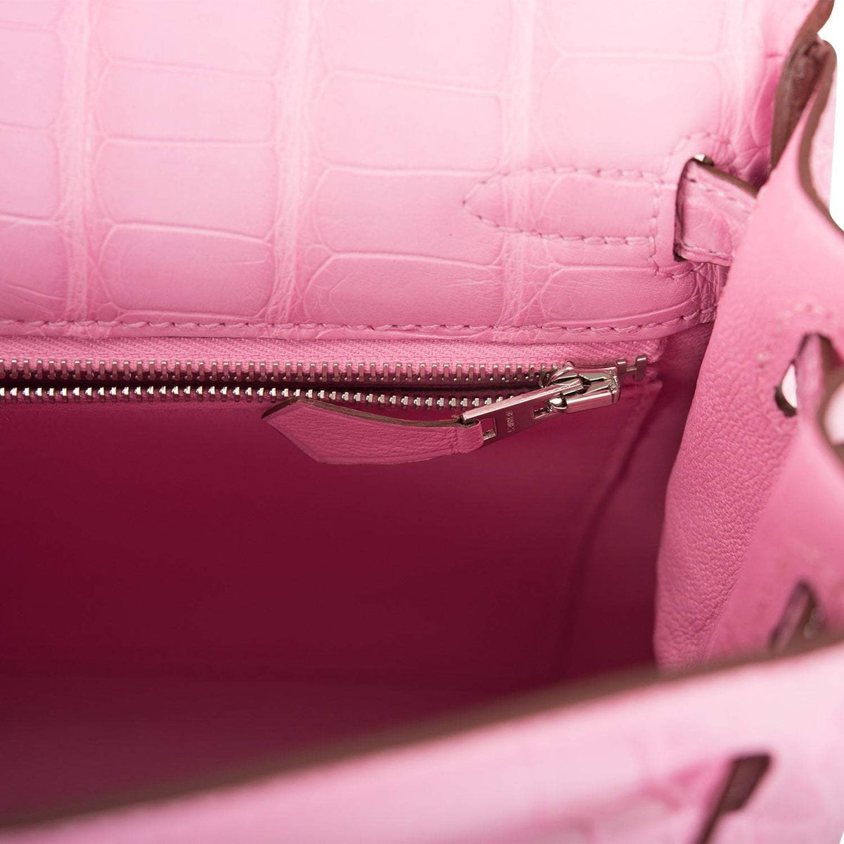 Hermes Bubblegum 5P Matte Alligator Retourne Kelly 25cm Palladium Hardware Hermes