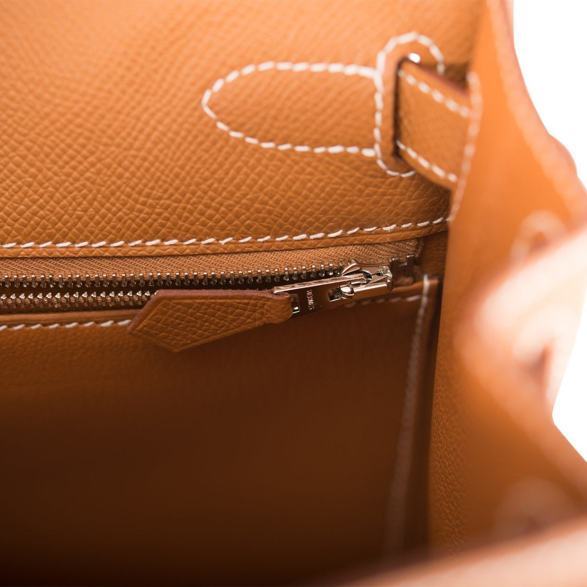 Hermes Gold Epsom Sellier Kelly 28cm Palladium Hardware BagAg