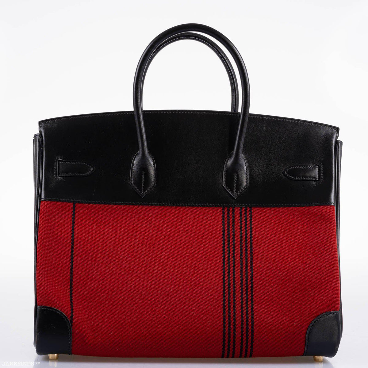 Hermes Birkin 35 Red Potamos Canvas & Black Box with Gold Hardware Hermes