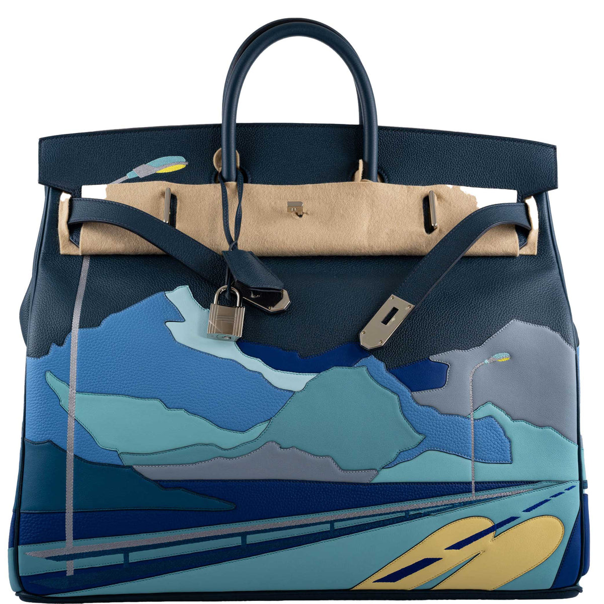 Hermes HAC Birkin 50 "Endless Road" Limited, Bleu de Prusse Togo Palladium Hardware Hermes