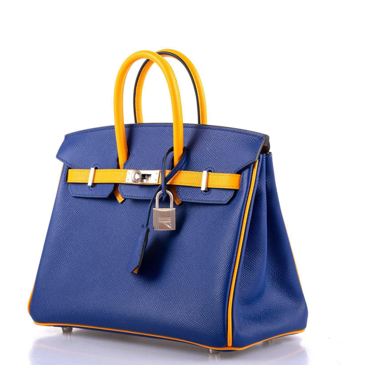 Hermes HSS Birkin 25 Jaune D’Or & Blue Electric Epsom Brushed Palladium Hardware Hermes
