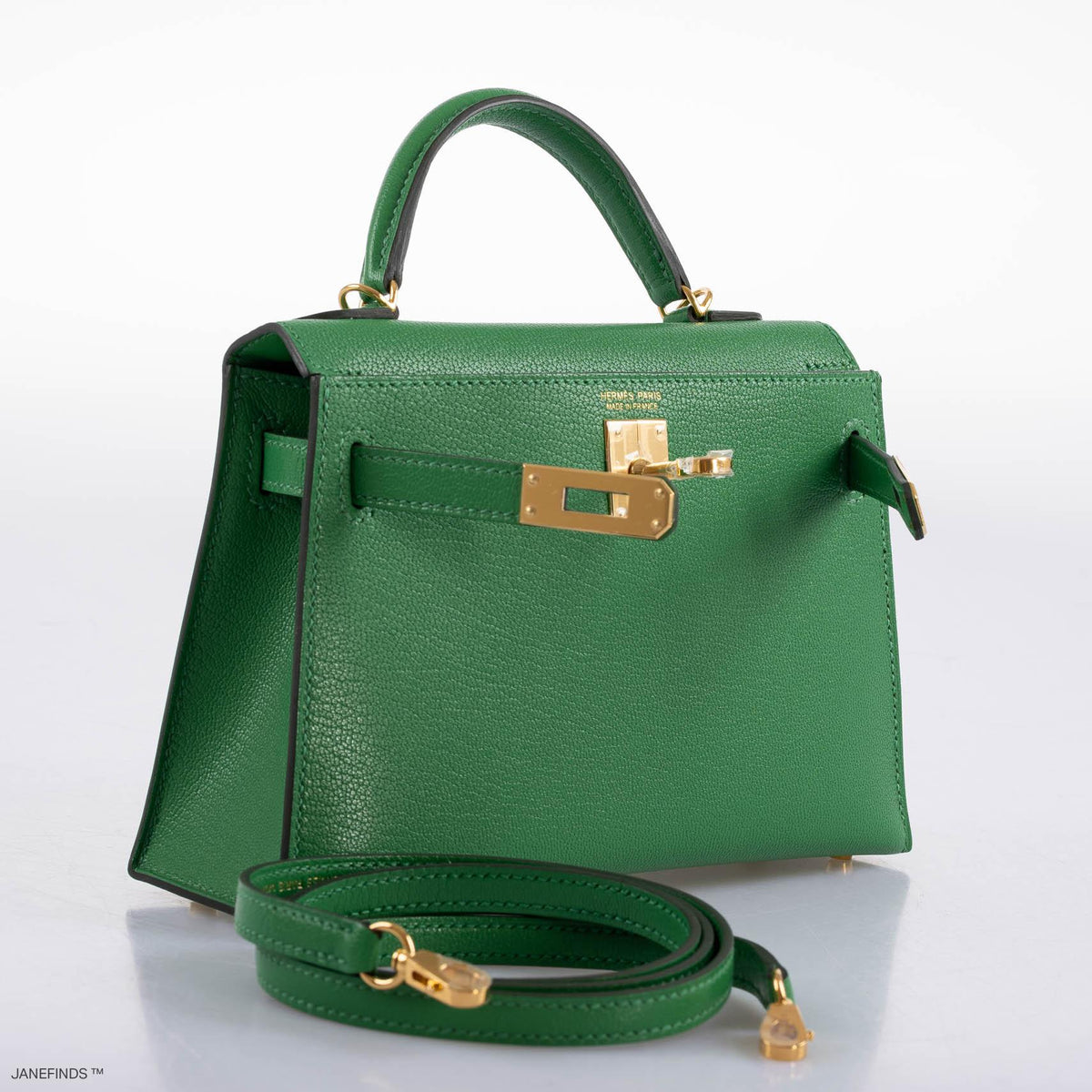 Hermes Kelly 20 Mini II Sellier Bambou Chevre with Gold Hardware Hermes