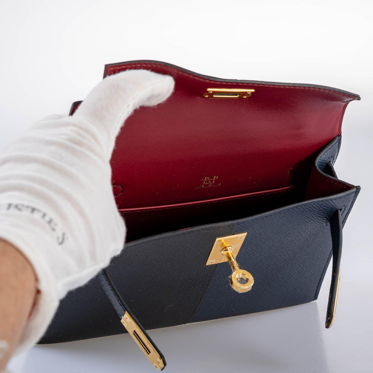 Hermes Kelly 20 Mini II Sellier "Casaque" style Black, Indigo & Rouge H Epsom with Gold Hardware Hermes