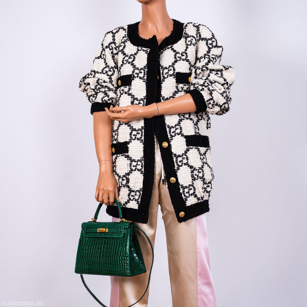 Hermes Kelly 25 HSS Sellier Emerald Nilo Crocodile & Cassis Brushed Gold Hardware Hermes