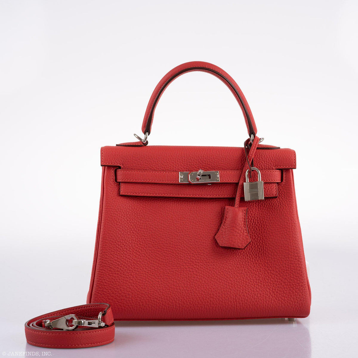 Hermes Kelly 25 Retourne Rouge Pivoine Togo Palladium Hardware Hermes