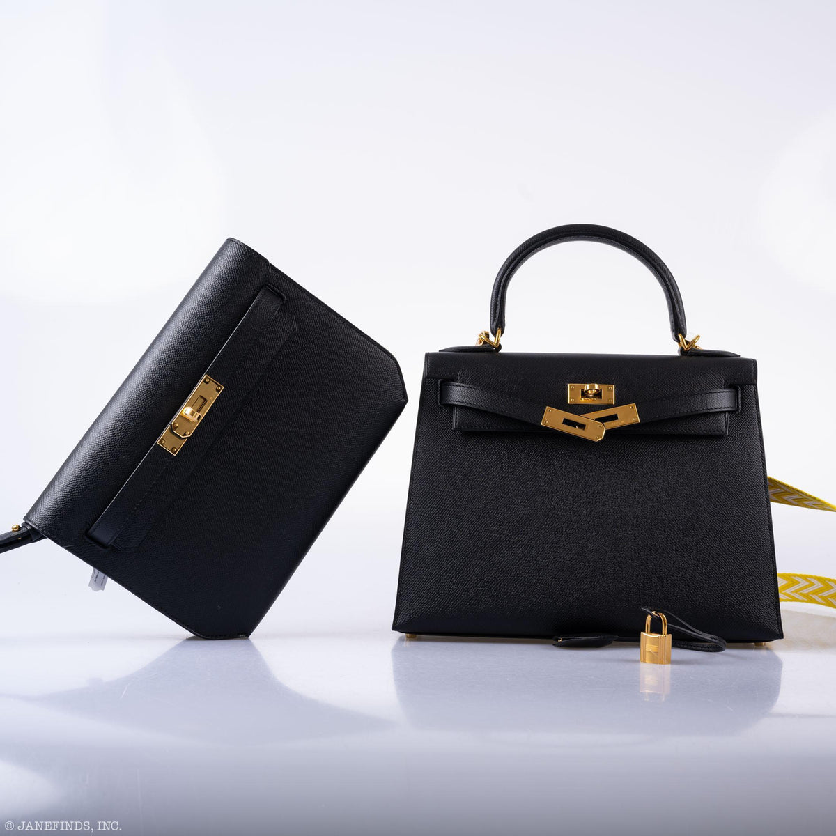 Hermes Kelly 28 Sellier Black Epsom with Gold Hardware Hermes