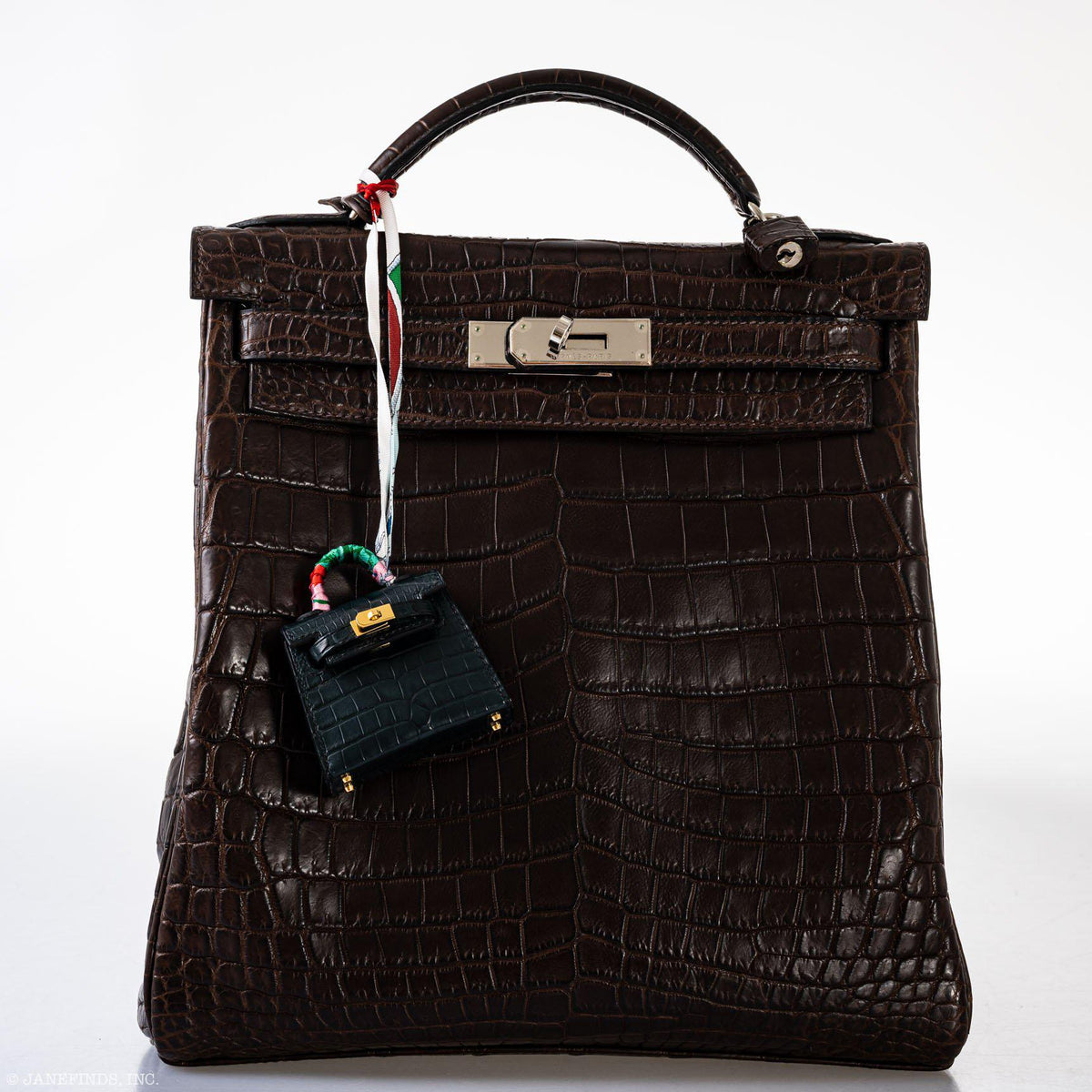 Hermes Micro Kelly Twilly Charm Vert Cyprès Matte Croc Gold Hardware Hermes