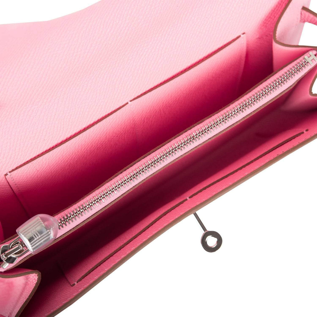 Hermes Rose Confetti Epsom Kelly Wallet To Go Palladium Hardware Crowned Bag