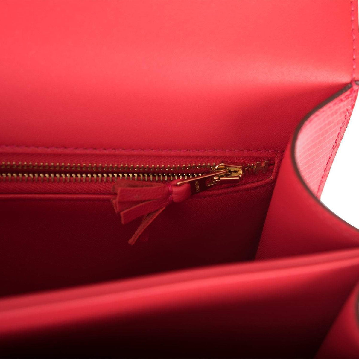 Hermes Rouge Exotique Lizard Niloticus Constance 24cm Gold Hardware Crowned Bag