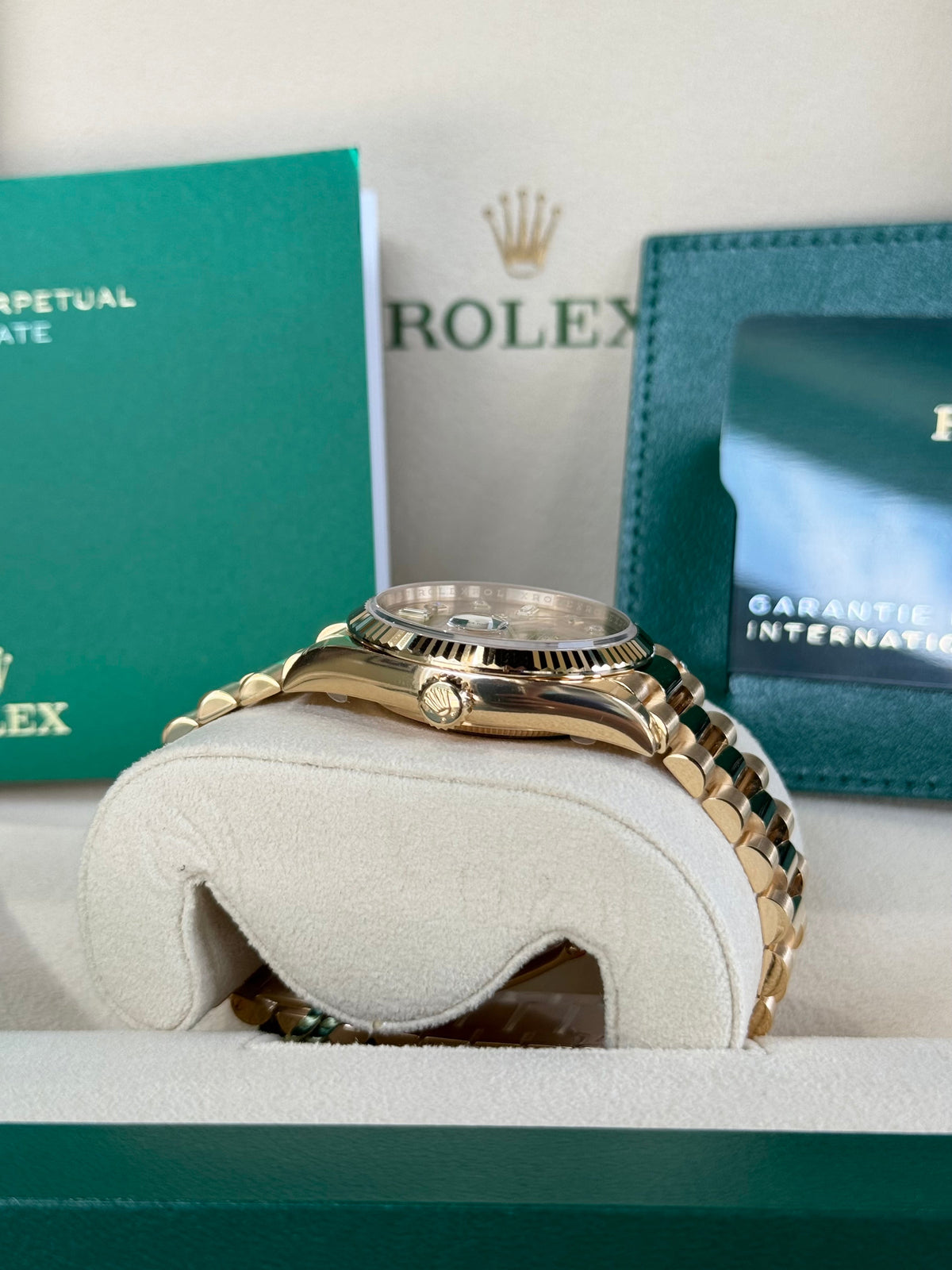 Rolex Day-Date 36 128238 Champagne Diamond Dial Watch Rolex