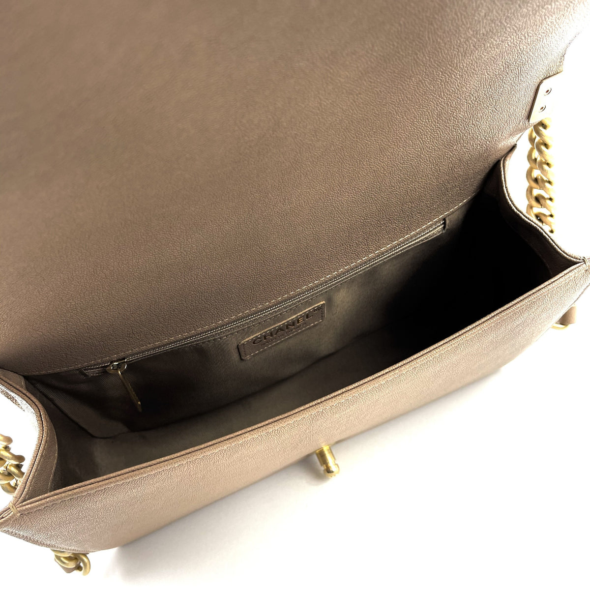 CHANEL Large Quilted Caviar Boy Bag - Nude Chanel
